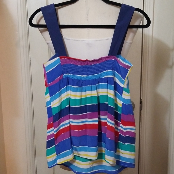 YUMI KIM silk blue stripe multicolored sleeveless top size S - Picture 5 of 7